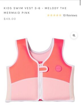 Sunny Life KIDS SWIM VEST 3-6 - MELODY THE MERMAID PINK